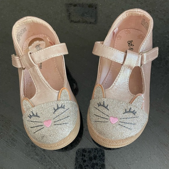 Self Esteem Charming Cat Face Kids Dress Shoes in Pink and Silver Size 8 - Picture 1 of 4